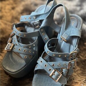 Stylish Blue Platform Sandals